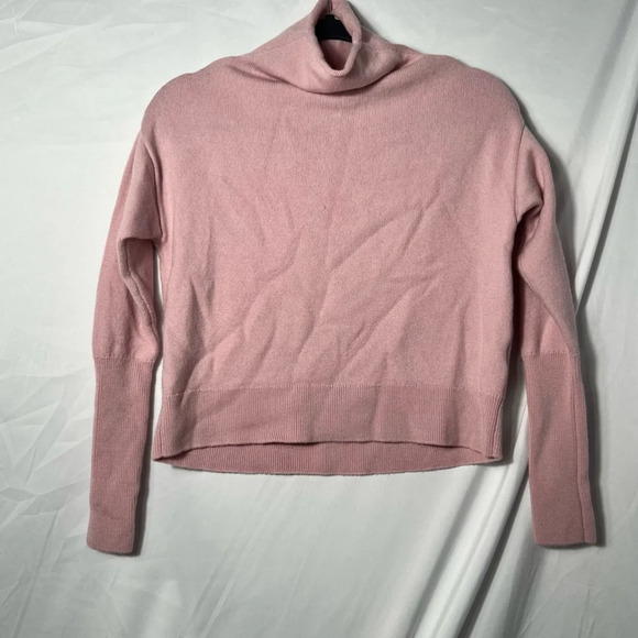 Aritzia Wilfred Cropped Merino Wool Funnel Neck Sweater Pink‎ S - Picture 1 of 6